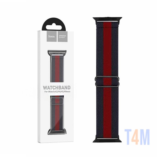 Bracelete de Nailon Elástico Hoco WA04 Fashion Series (42/44/45/49 mm) para iWatch Negro y Rojo